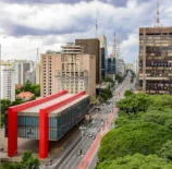 Vista aérea da Avenida Paulista, que possui o Programa Ruas Abertas que completa 10 anos.