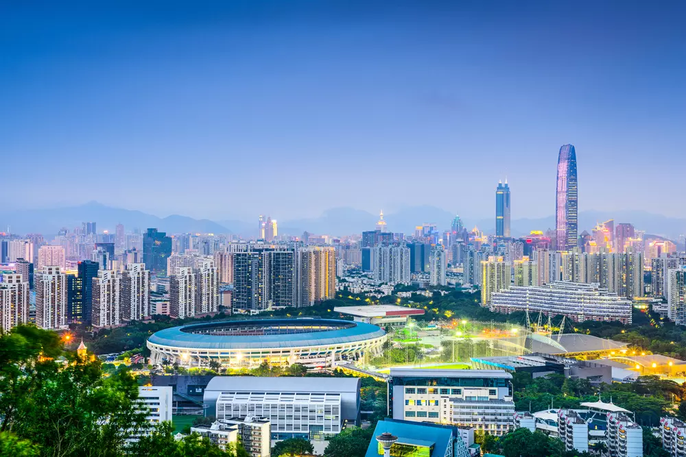 Fotografia aérea do distrito financeiro de Shenzhen na China