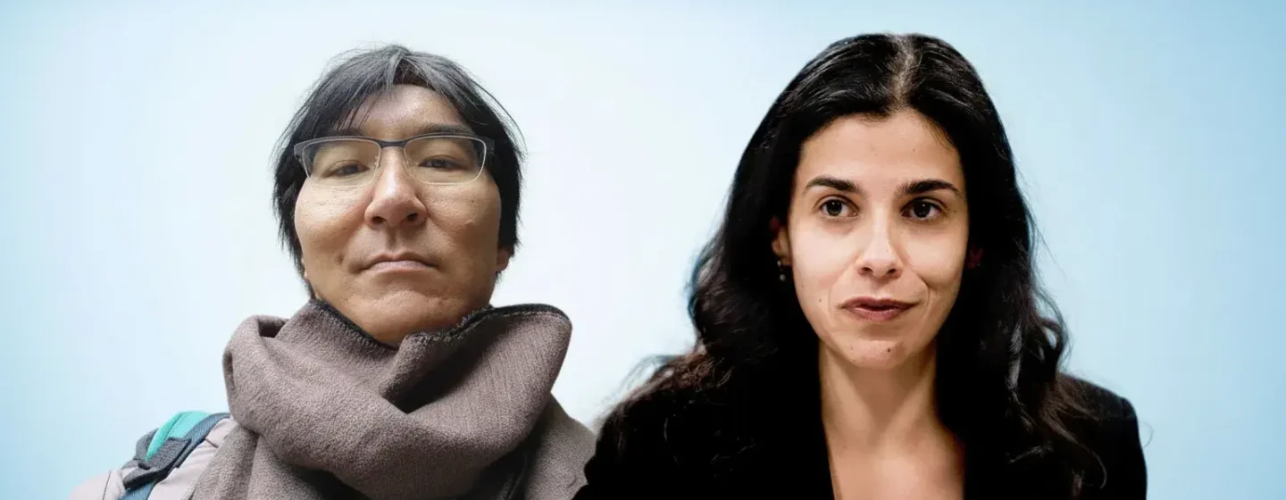 Fábio Nakagawa e Regiane Nakagawa durante entrevista, ambos com aparência séria e cenário de fundo claro.