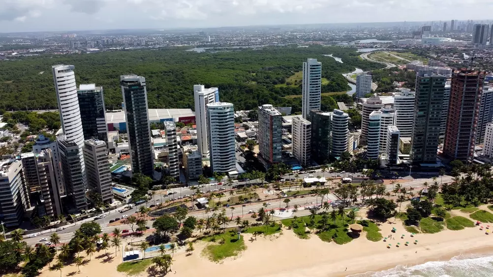 Praia de Boa Viagem No Centro de Recife Pernambuco. Nordeste do Brasil.